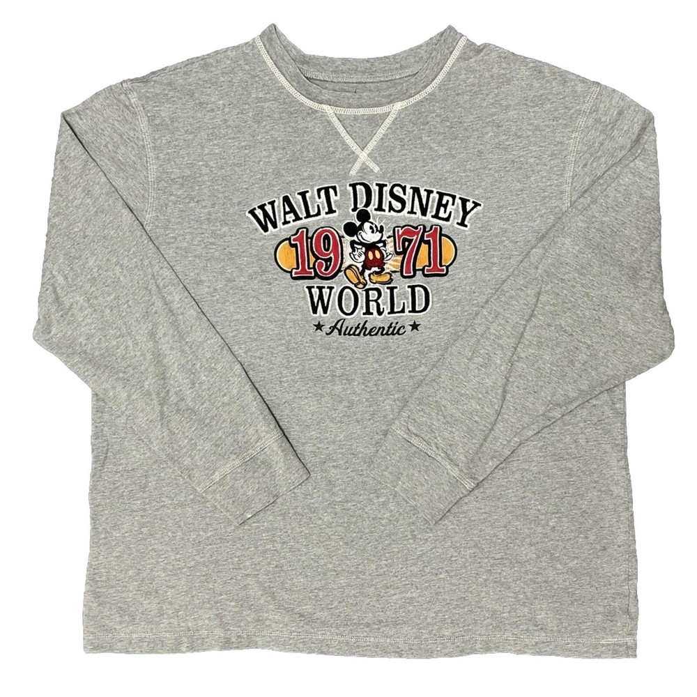 Vintage Walt Disney World Long Sleeve Mickey Mouse Embroidered T-shirt Size XL